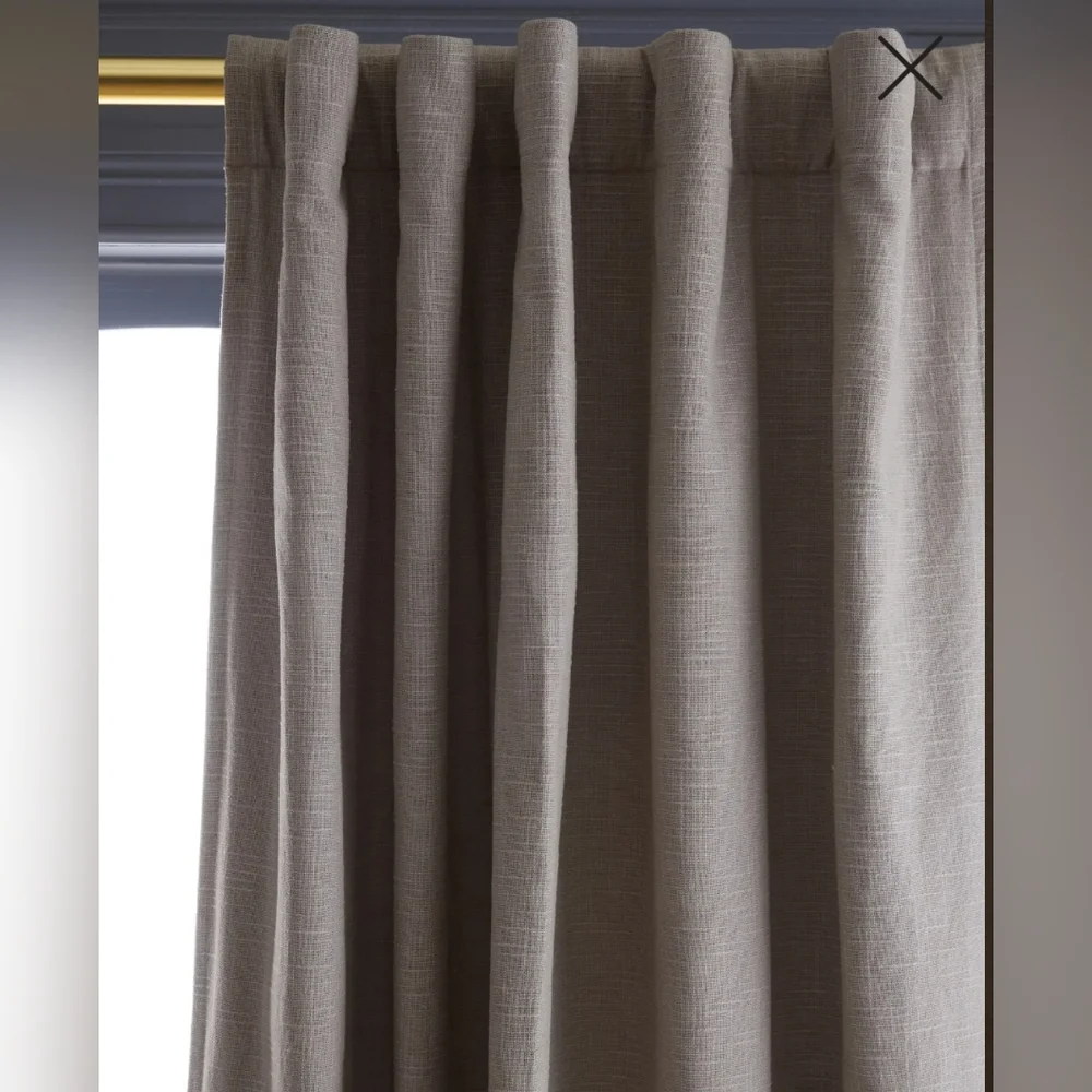 NWOT! Quince Cotton Slub Gray Darkening Curtains Set Of 2 Panels! 48